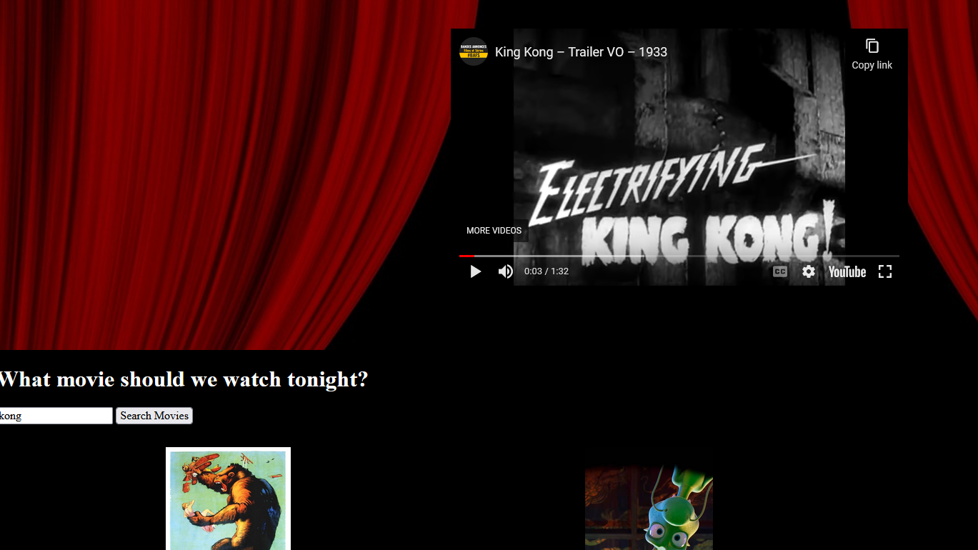 Movie Curtain with Trailer Showing